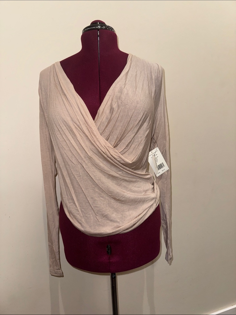 Robert Rodriguez Neiman Marcus Nude Front Wrap Long Sleeve Top